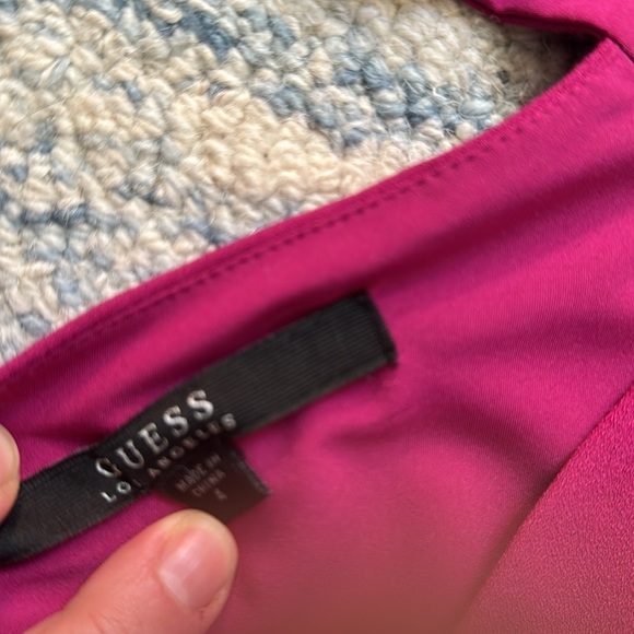 Vintage 90s gas fuchsia, body con rusched wiggle dress 4 - Picture 2 of 6